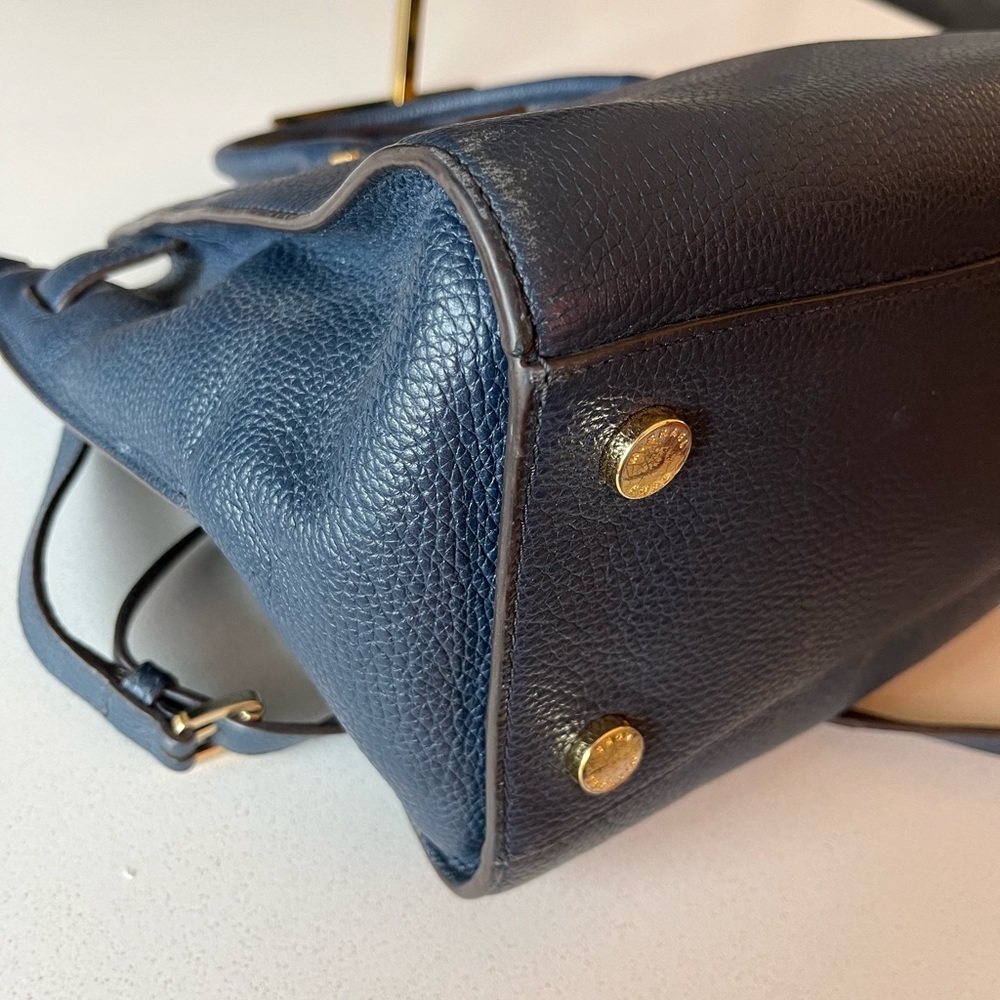 Navy Michael Kors Leather Satchel - Picture 8 of 12